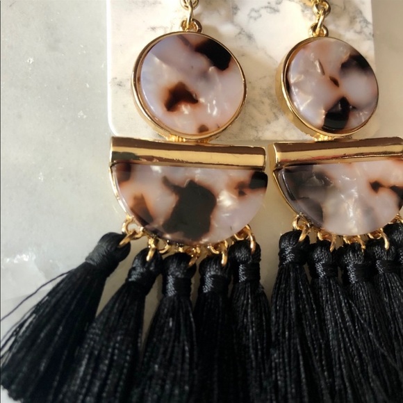Black Tassel Earrings - Picture 3 of 4